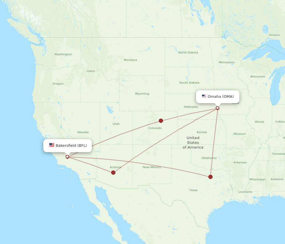 OMA-BFL flight routes
