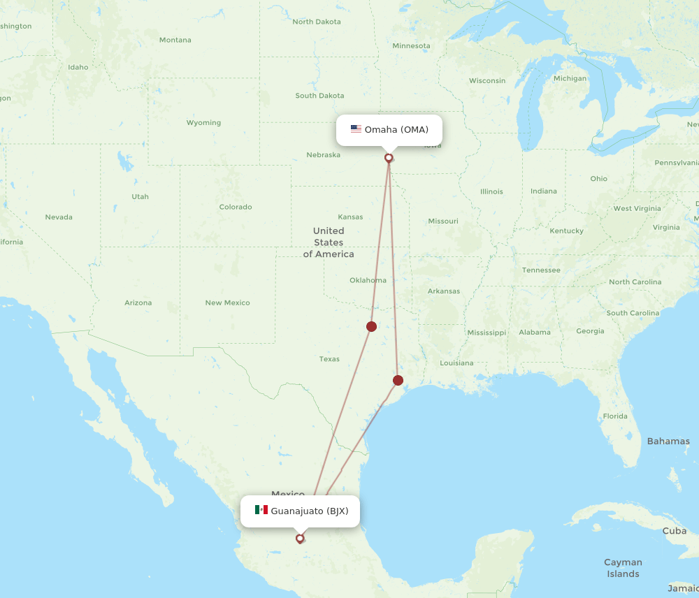 OMA-BJX flight routes