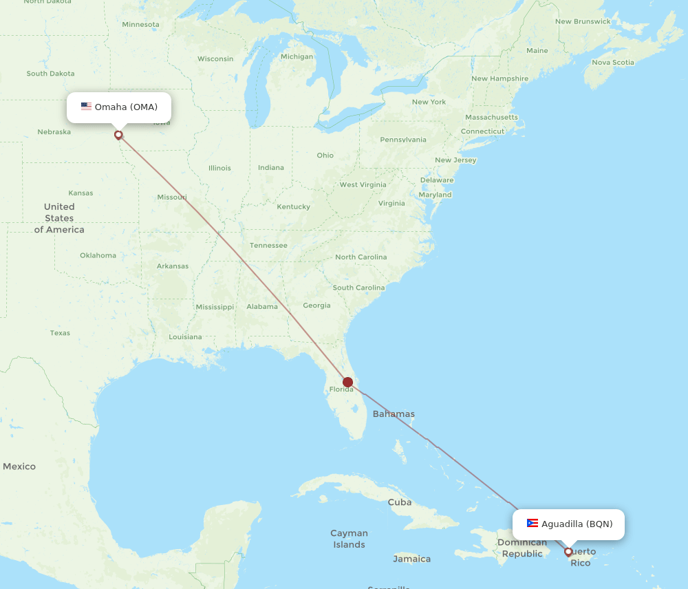 OMA-BQN flight routes