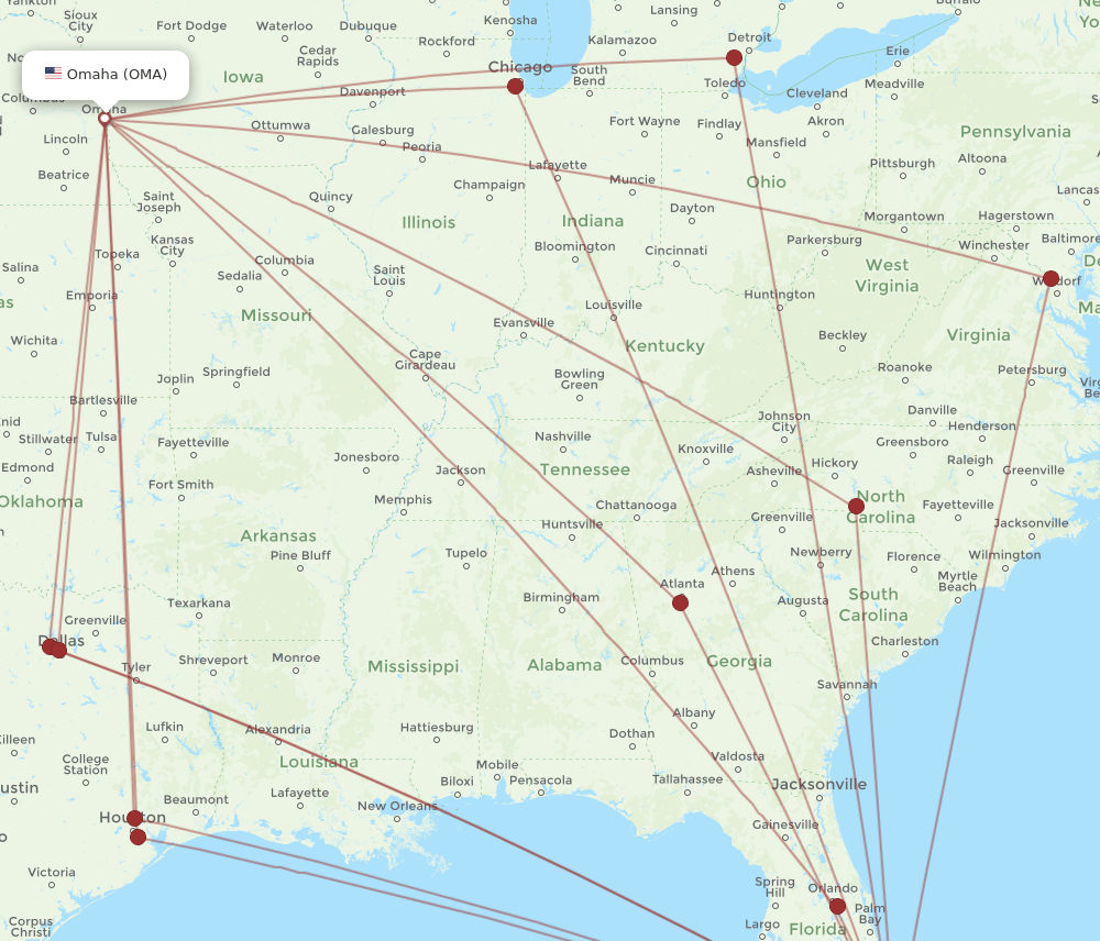 OMA-FLL flight routes