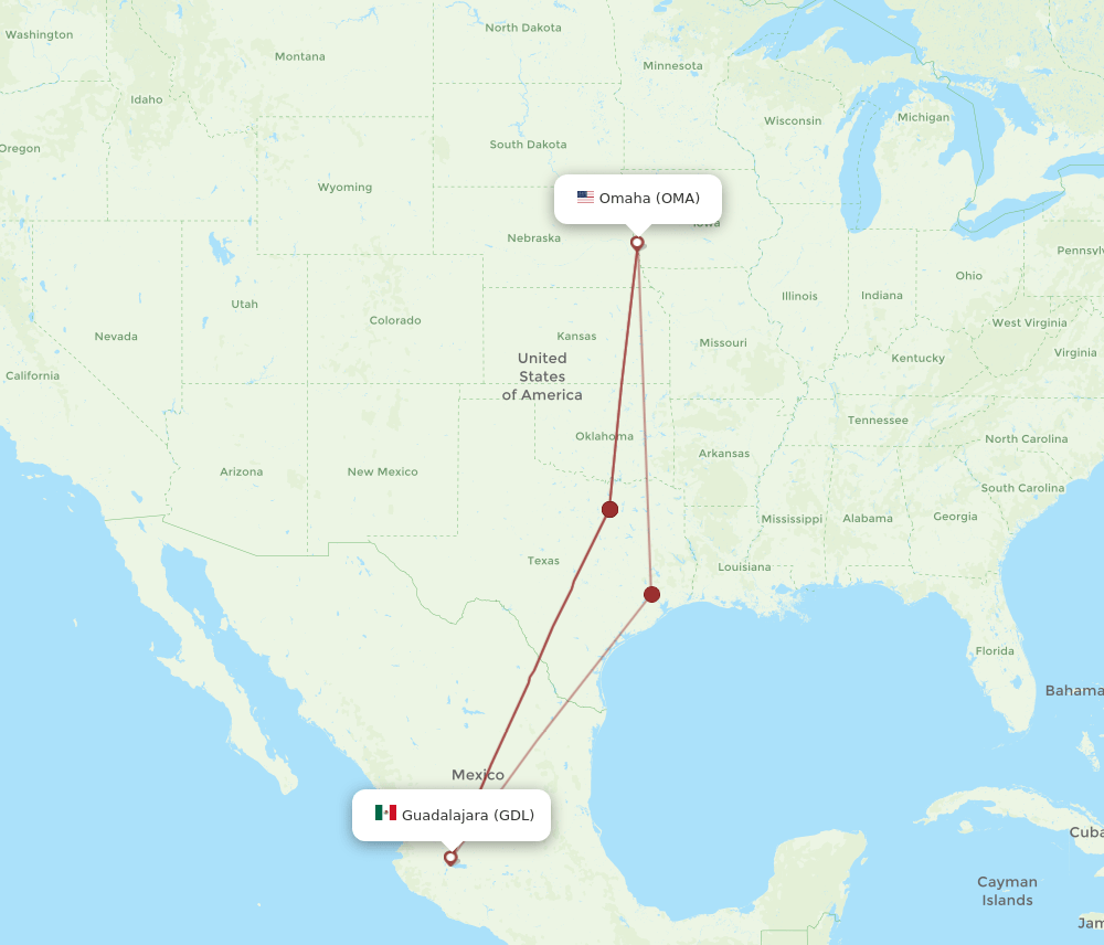 OMA-GDL flight routes