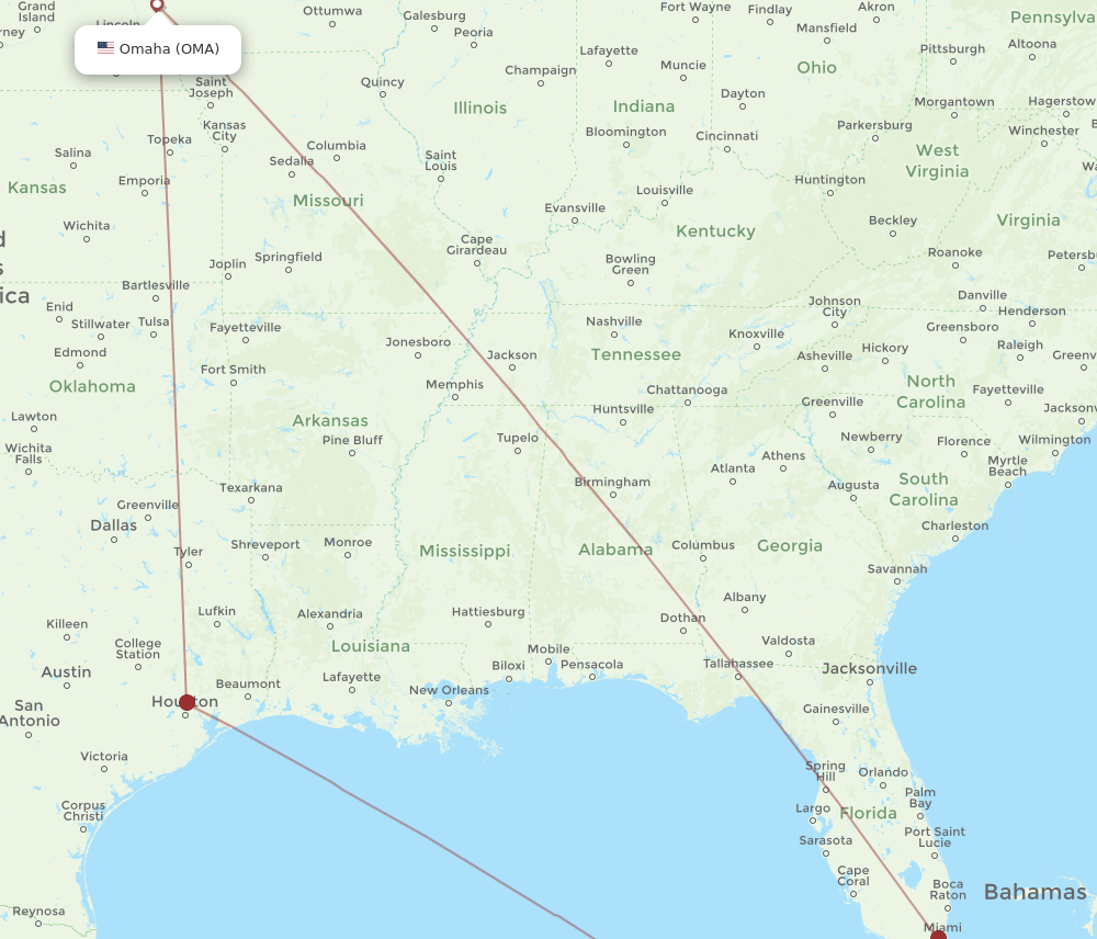 OMA to HAV flights and routes map