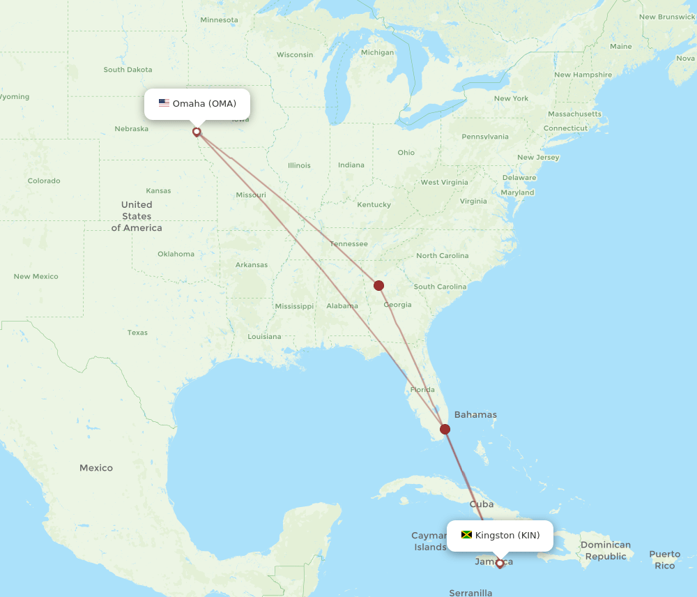 OMA-KIN flight routes