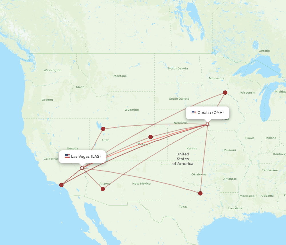 OMA-LAS flight routes