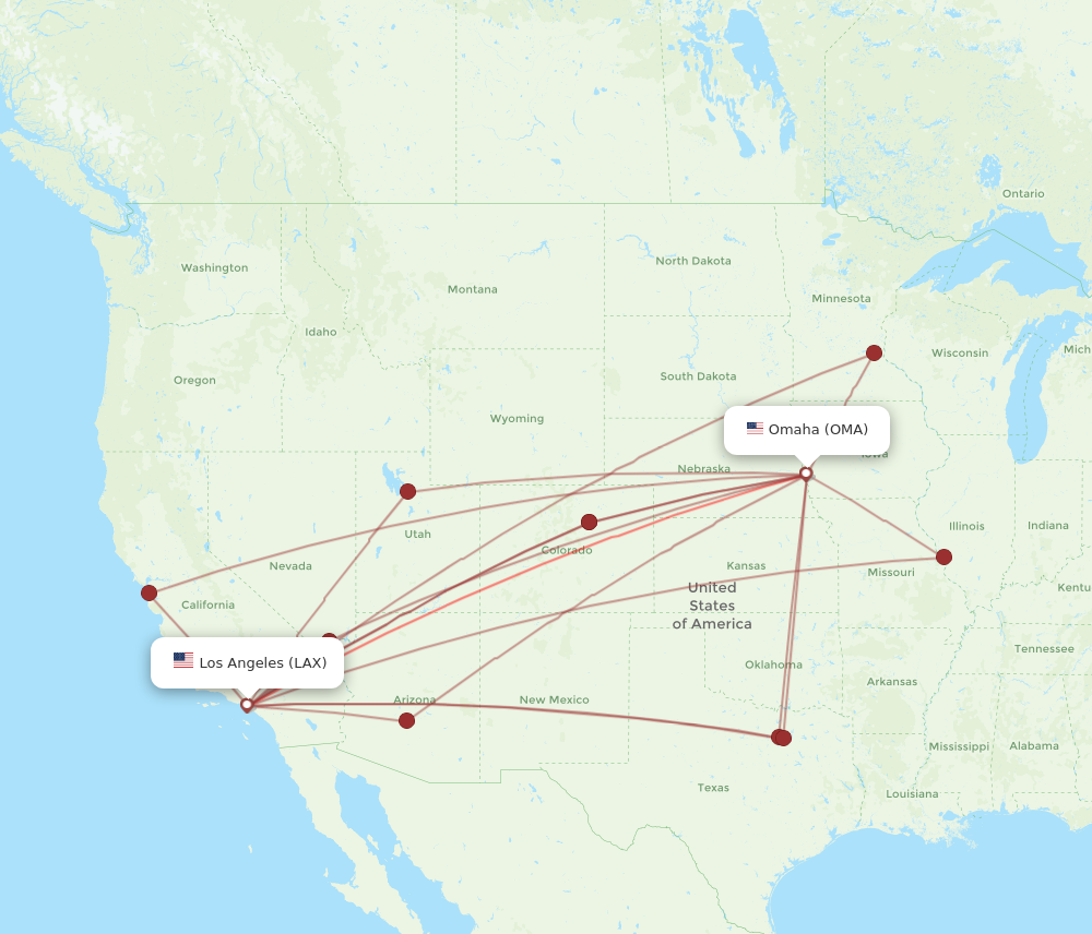 Flights from Omaha to Los Angeles, OMA to LAX - Flight Routes