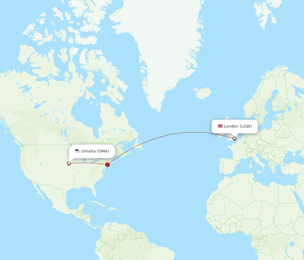 OMA-LGW flight routes