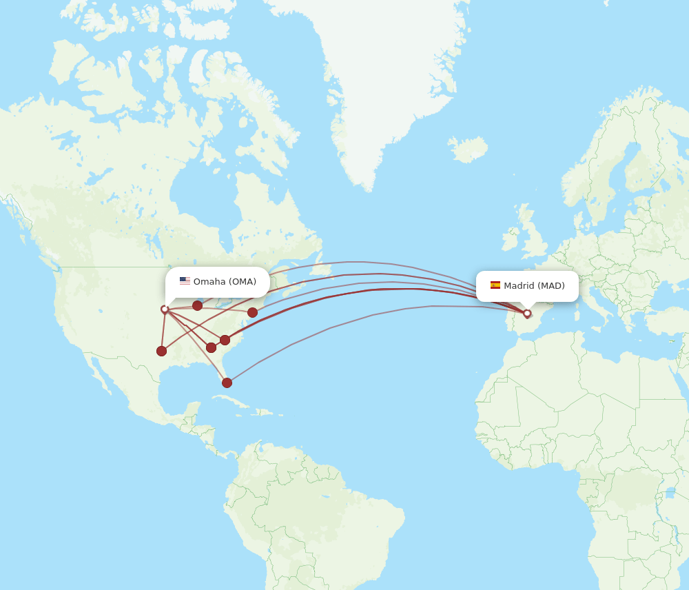 OMA-MAD flight routes