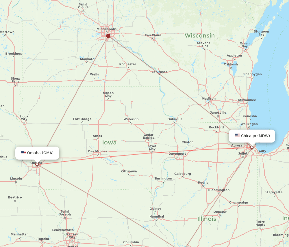 OMA-MDW flight routes