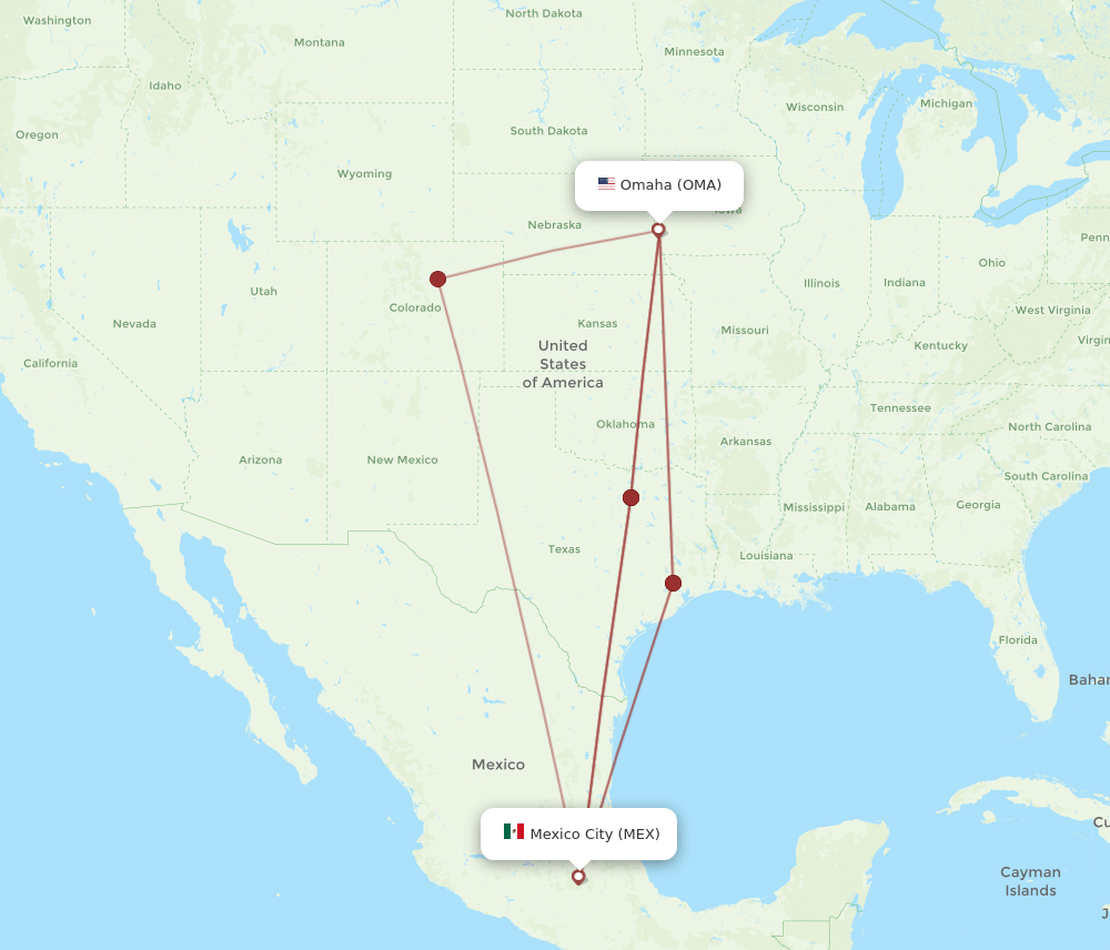 OMA-MEX flight routes