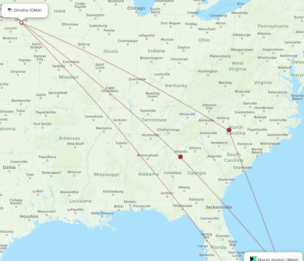 OMA-MHH flight routes