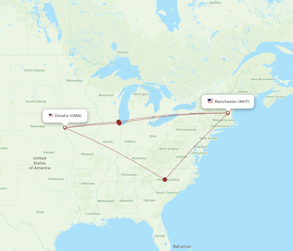 OMA-MHT flight routes