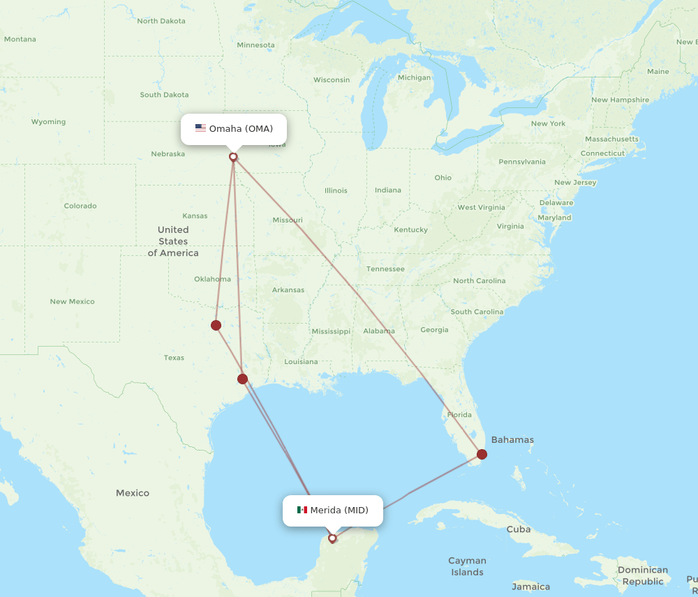 OMA-MID flight routes