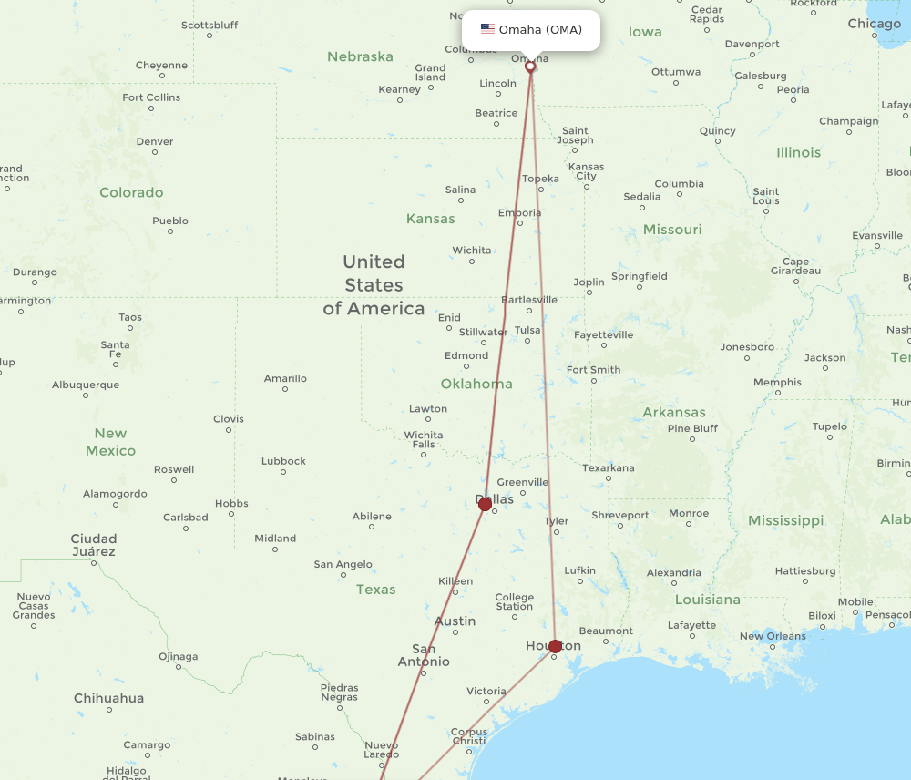 OMA-MTY flight routes