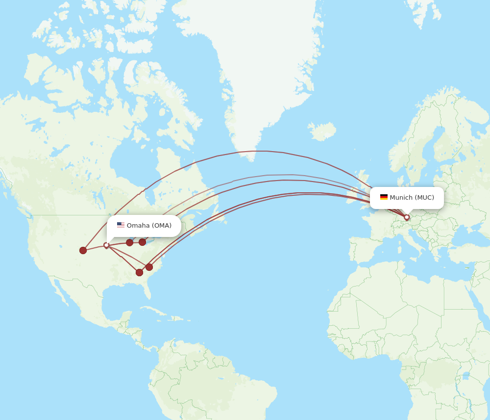OMA to MUC flights and routes map
