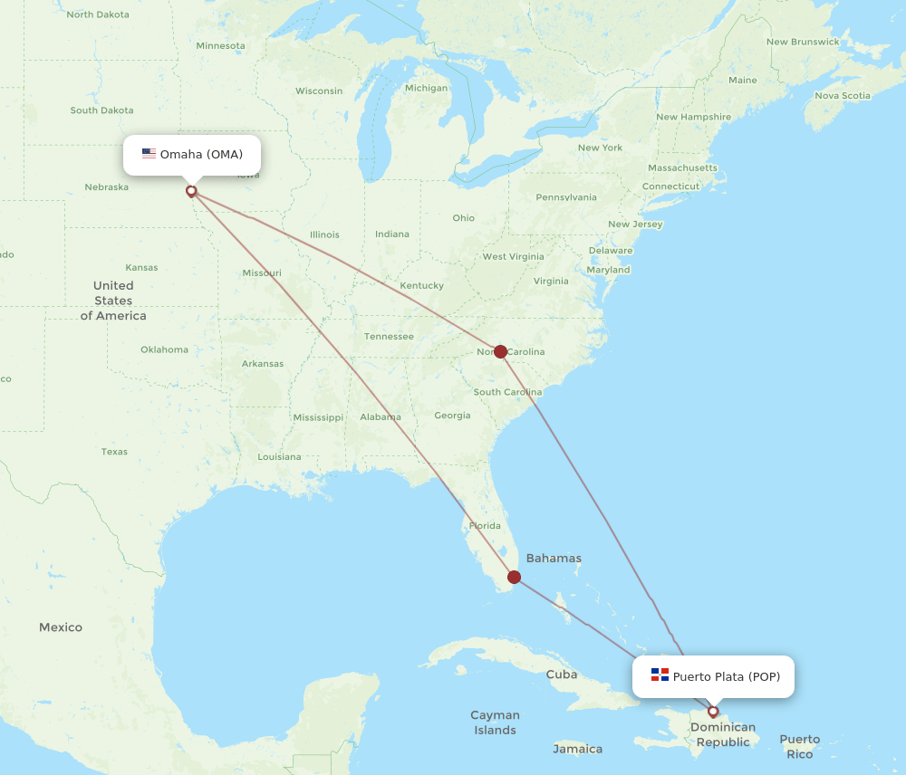 OMA-POP flight routes