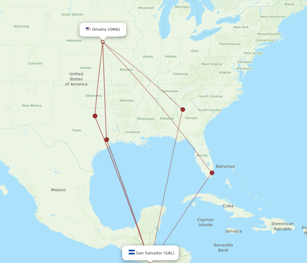 OMA-SAL flight routes