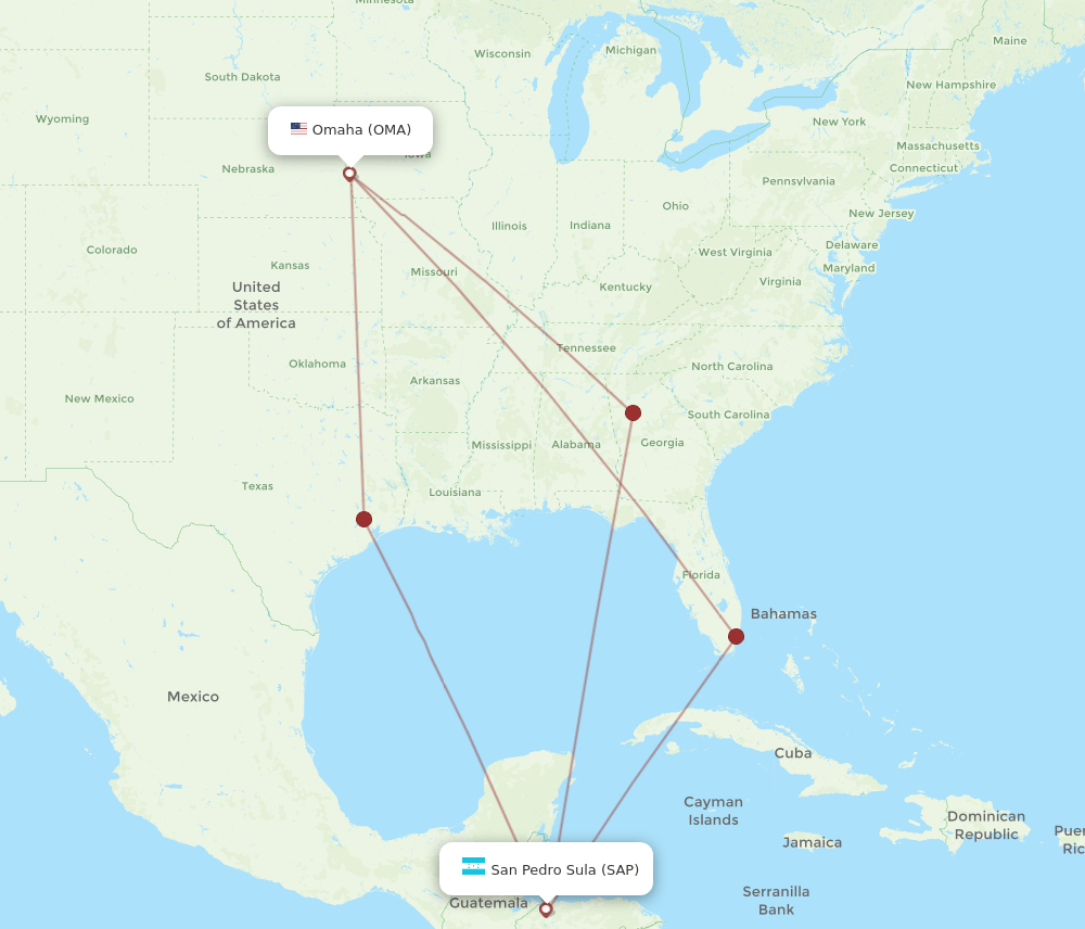 OMA-SAP flight routes