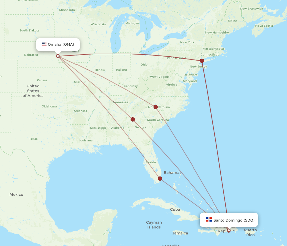 OMA-SDQ flight routes