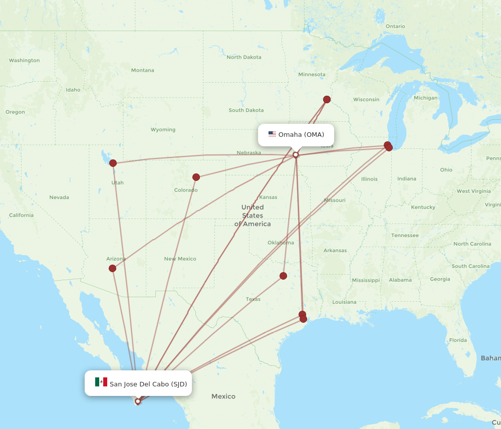 OMA-SJD flight routes
