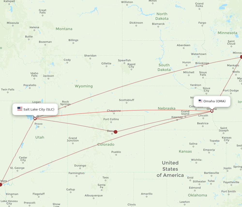 OMA-SLC flight routes