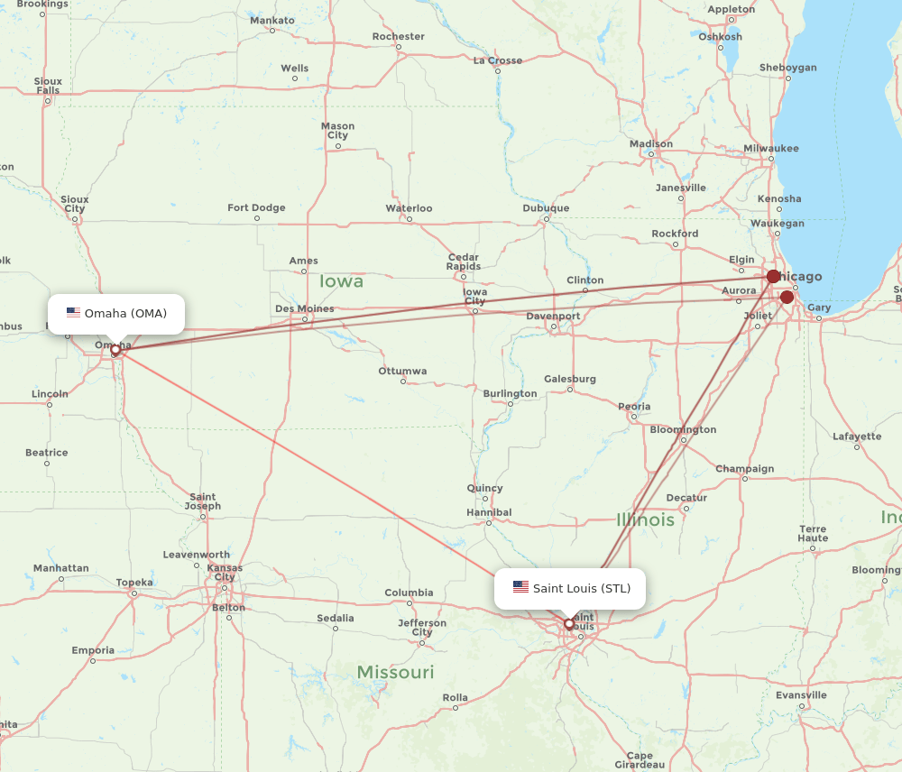 OMA-STL flight routes