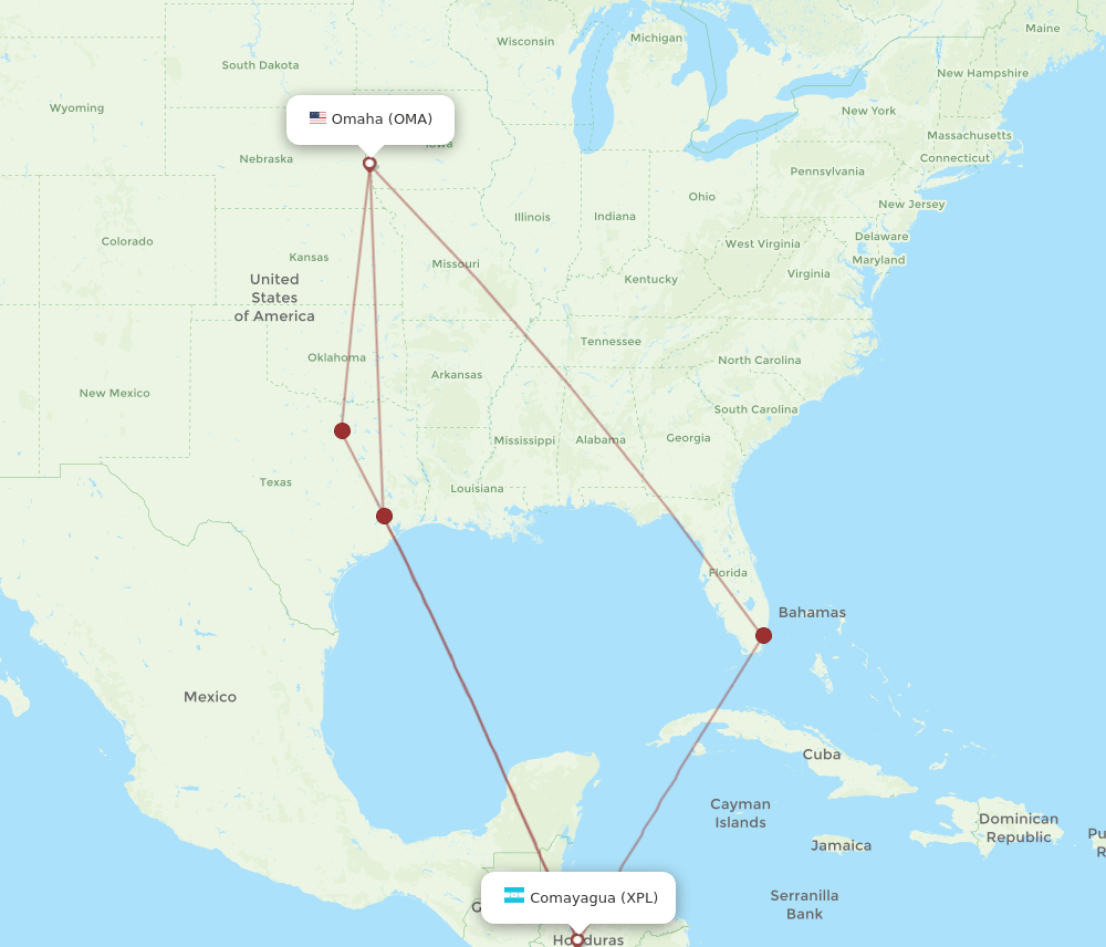 OMA-XPL flight routes