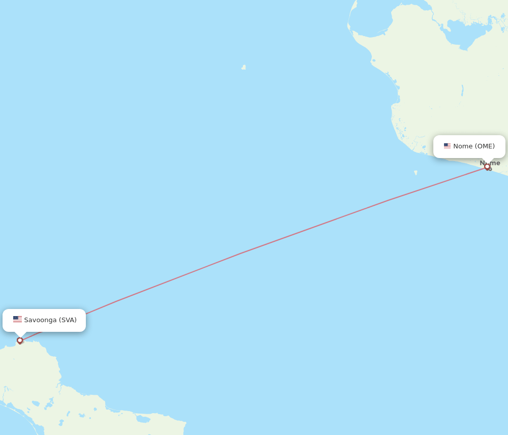 Nome - Savoonga route map and flight paths