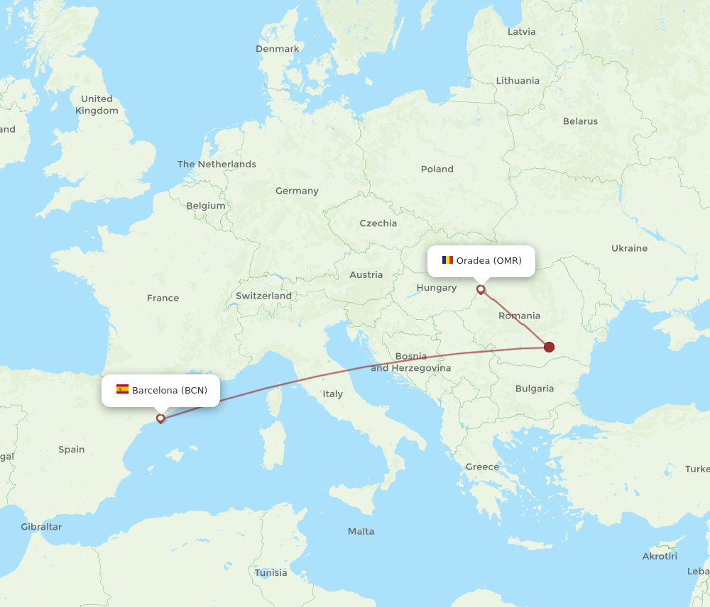 OMR-BCN flight routes