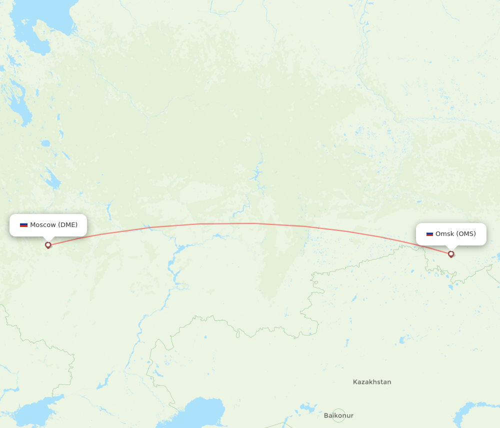 OMS to DME flights and routes map