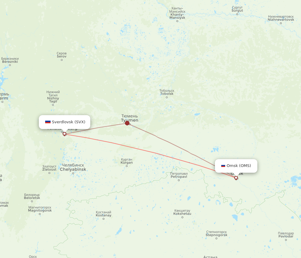 OMS to SVX flights and routes map