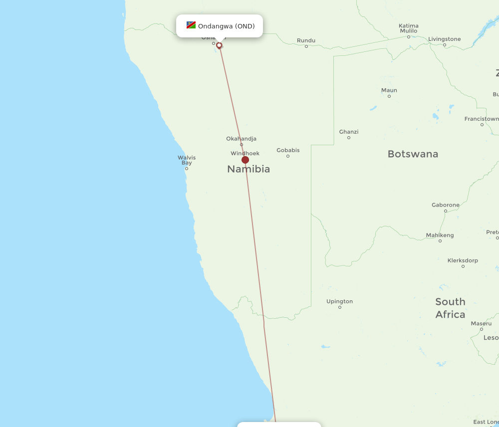 OND-CPT flight routes