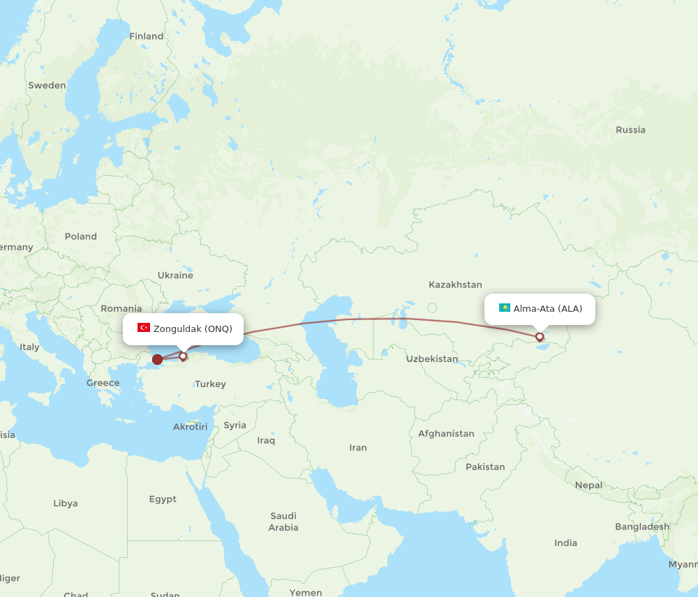 ONQ-ALA flight routes