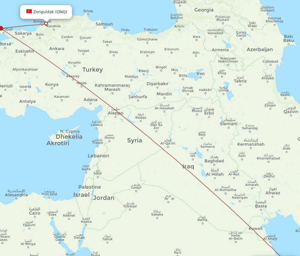 ONQ-BAH flight routes