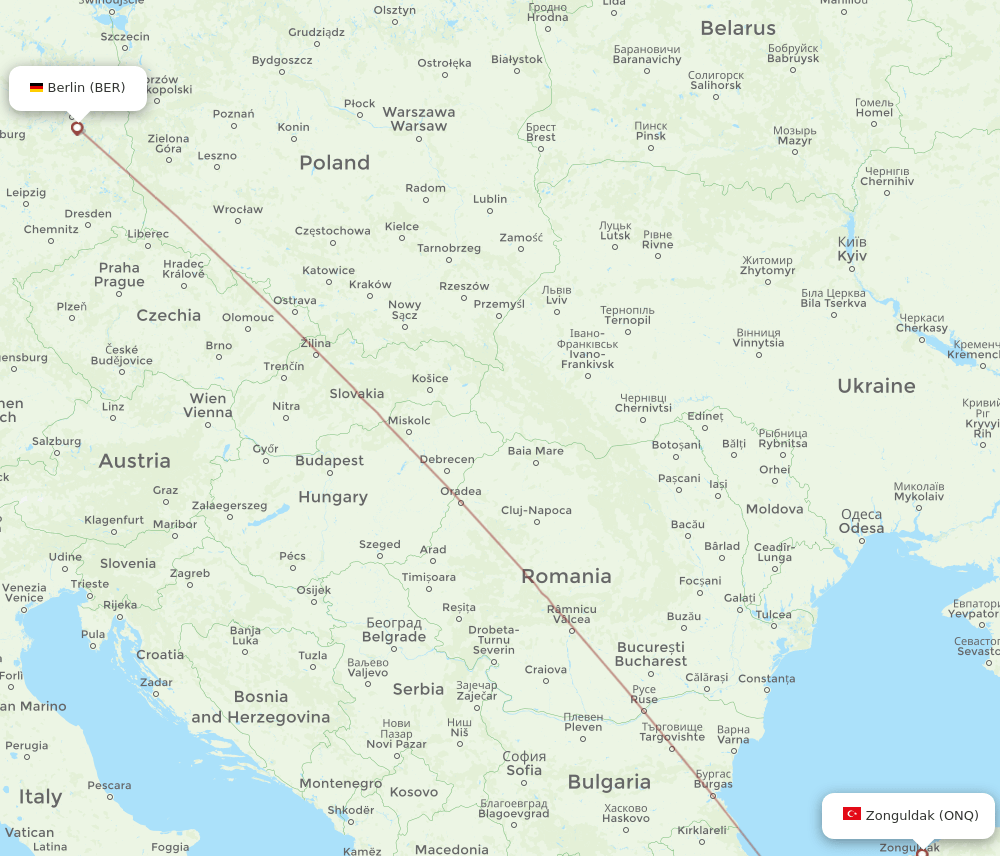 ONQ-BER flight routes