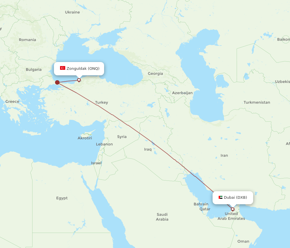 ONQ to DXB flights and routes map