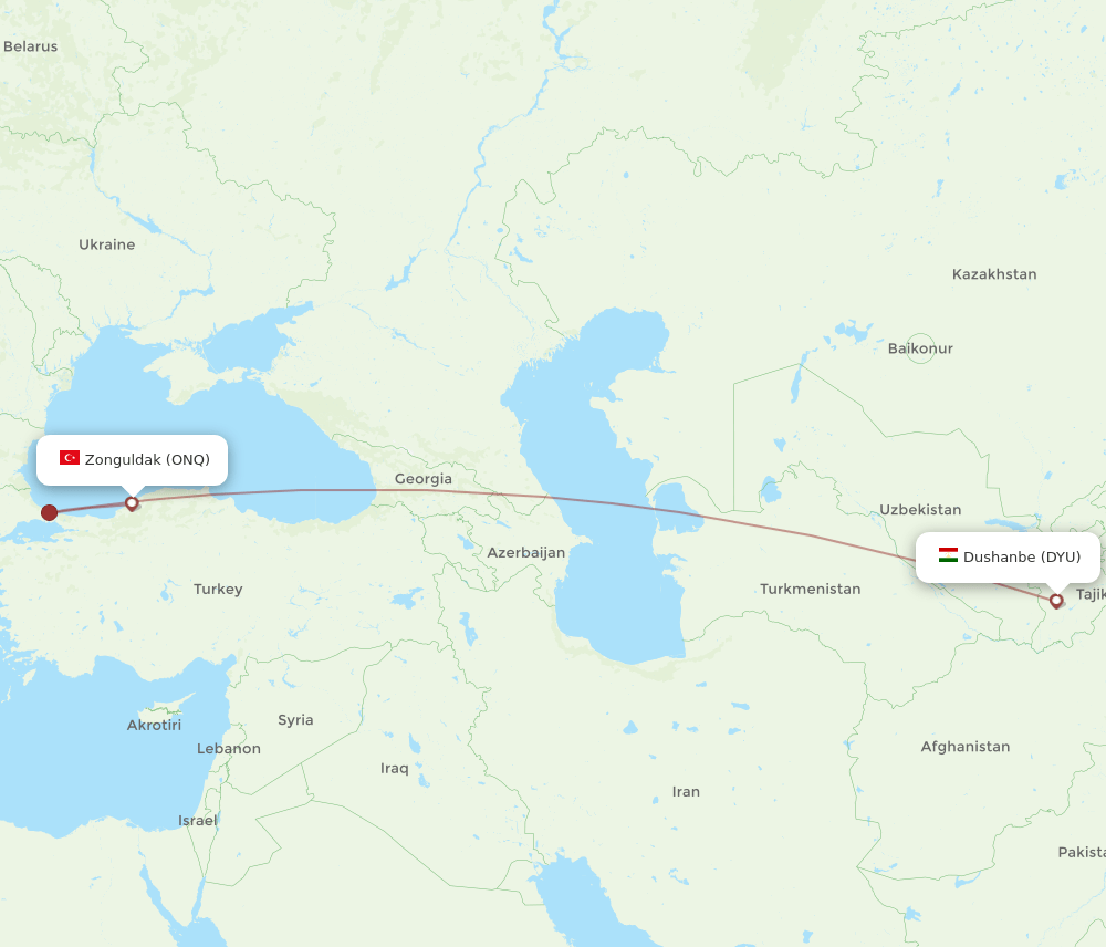 ONQ-DYU flight routes