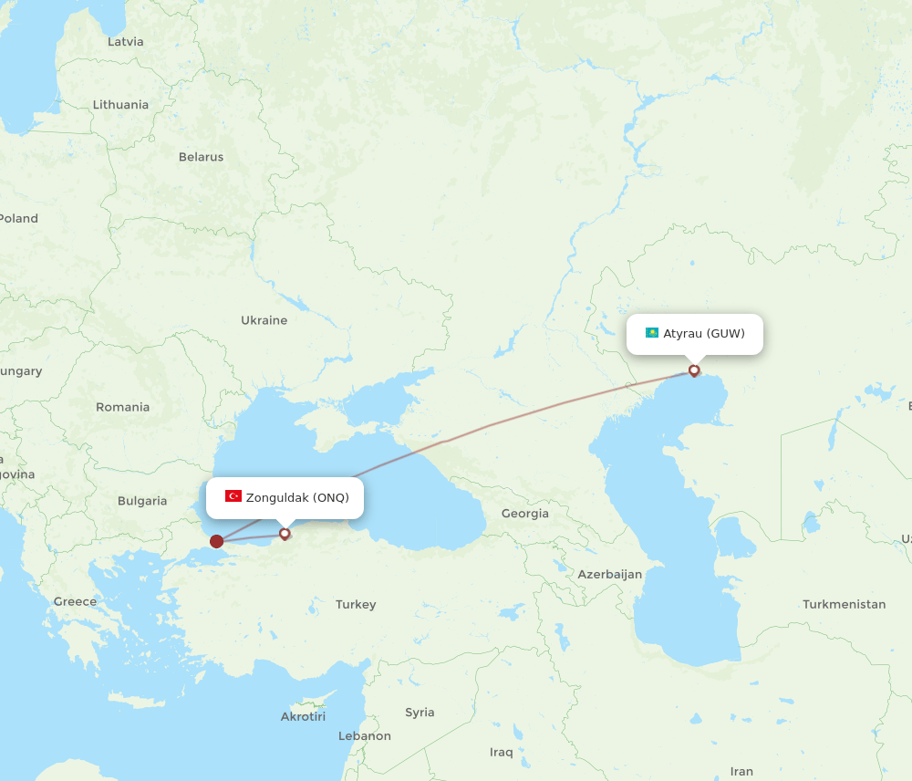 ONQ-GUW flight routes