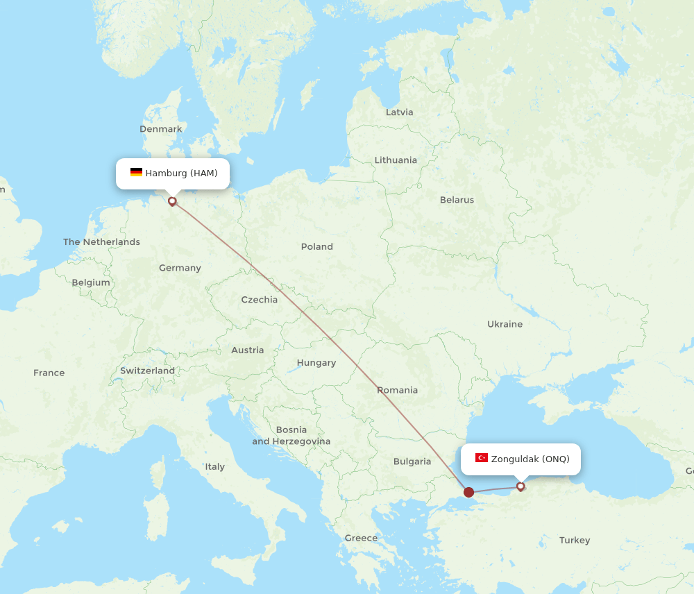 ONQ-HAM flight routes