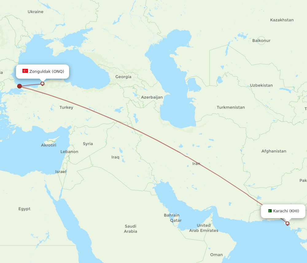 ONQ-KHI flight routes