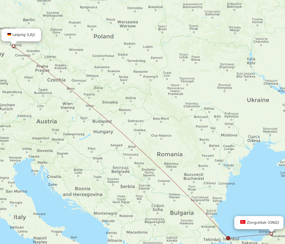 ONQ-LEJ flight routes