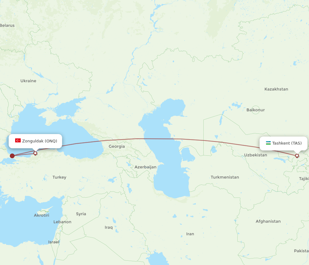 ONQ-TAS flight routes