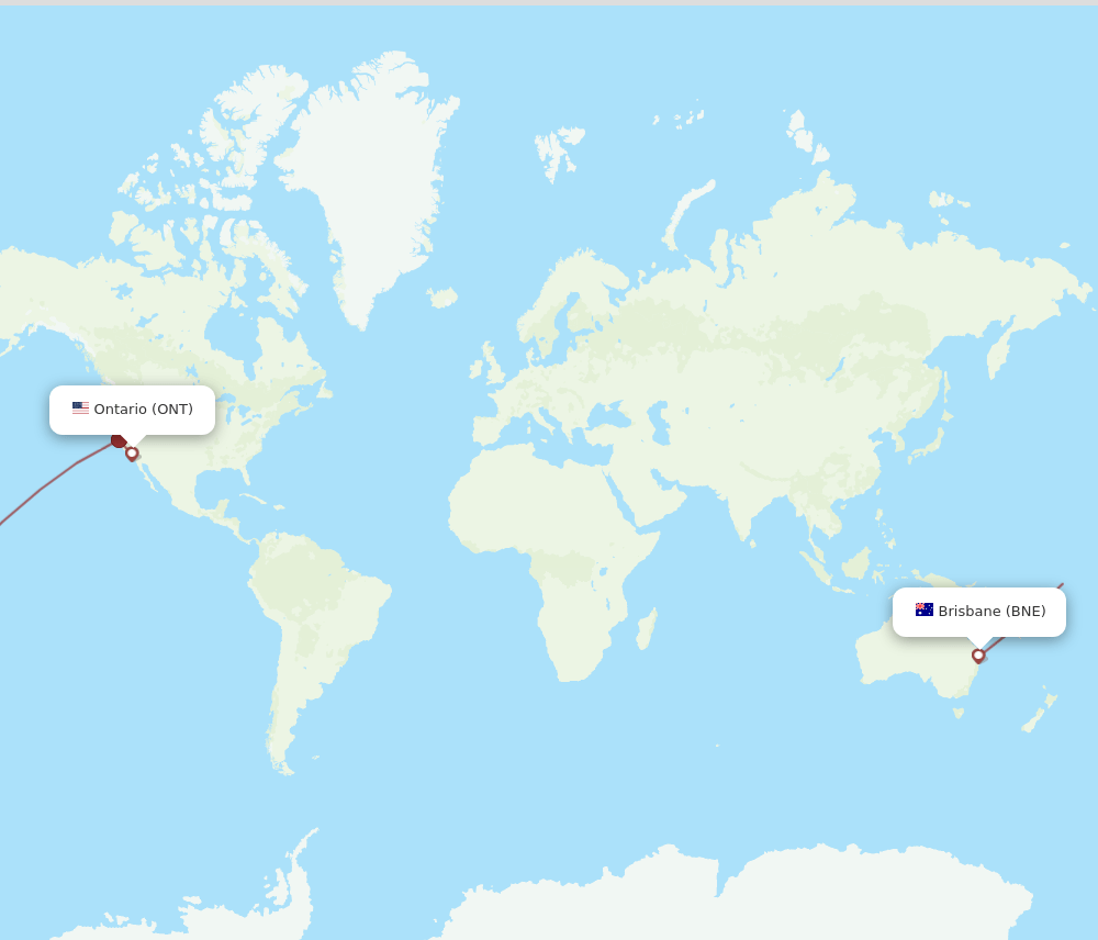 ONT-BNE flight routes