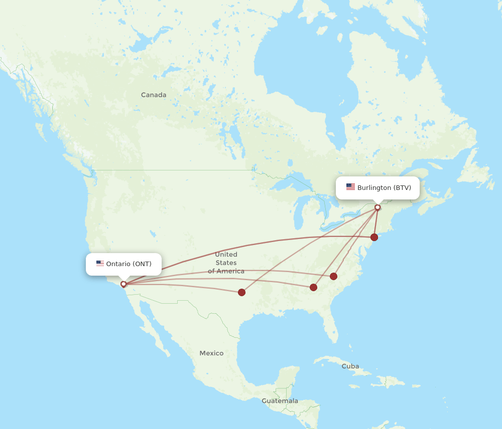 ONT-BTV flight routes