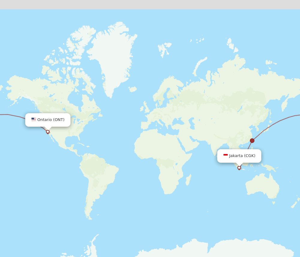 ONT to CGK flights and routes map