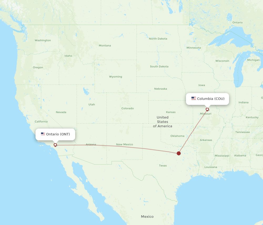 ONT to COU flights and routes map