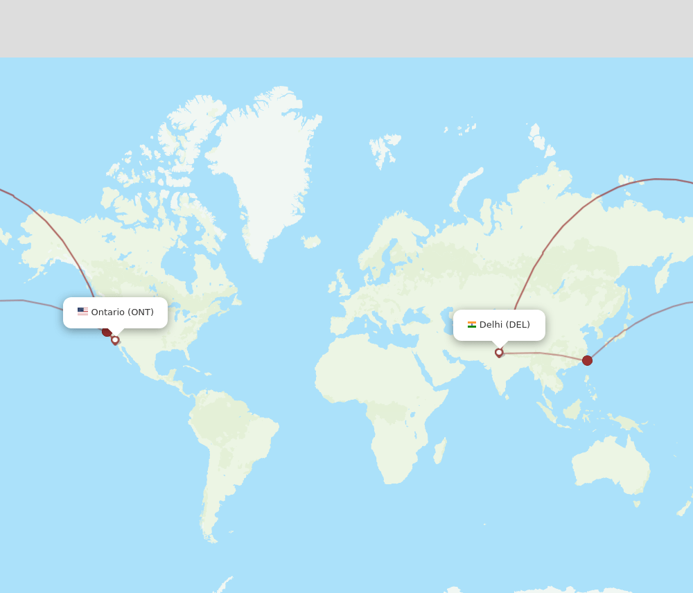 ONT-DEL flight routes