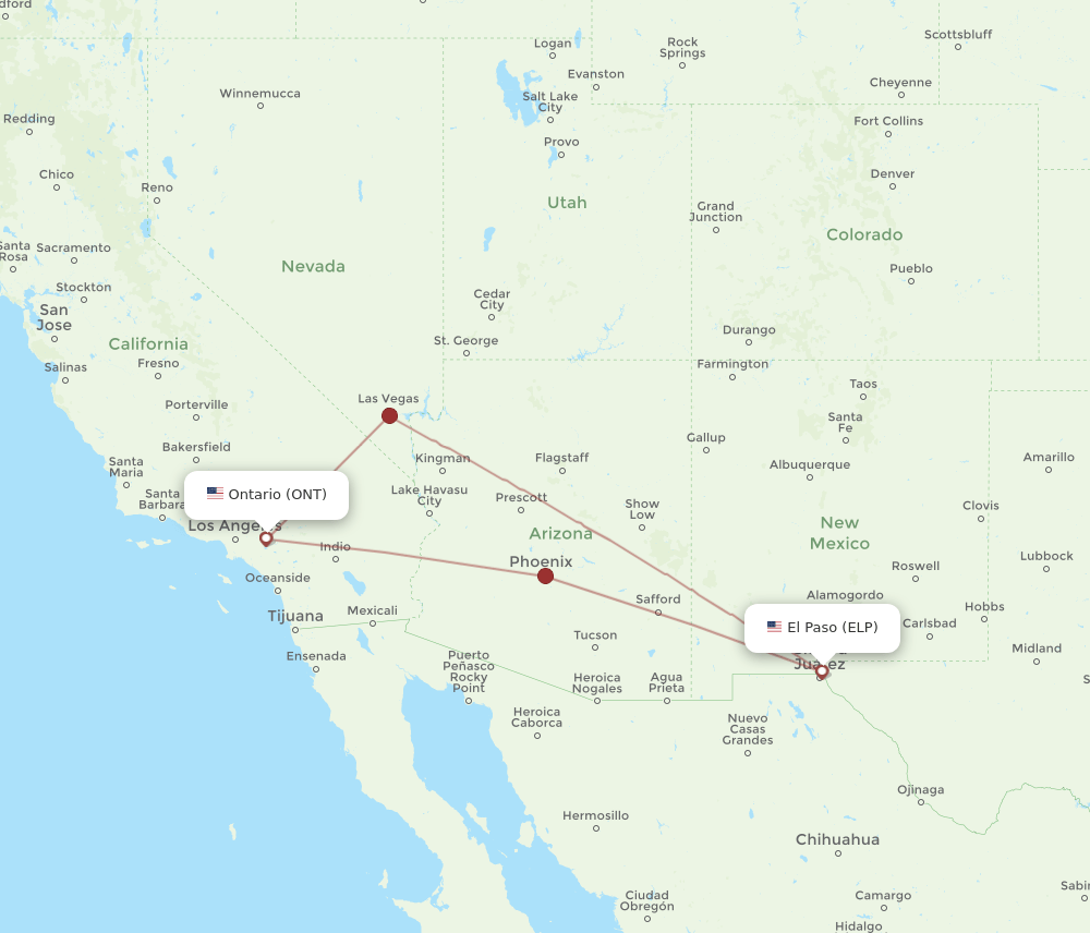 ONT-ELP flight routes