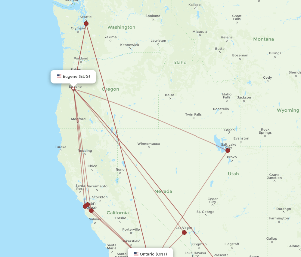 ONT-EUG flight routes