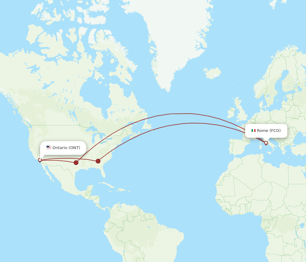 ONT-FCO flight routes