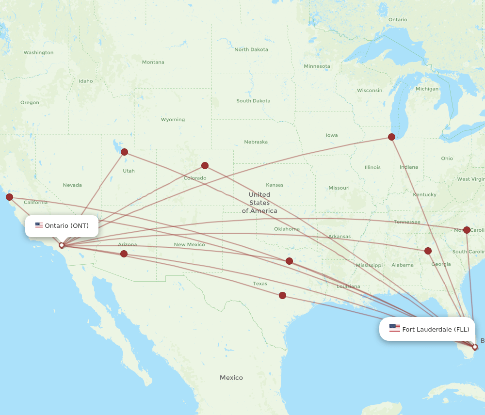 ONT-FLL flight routes